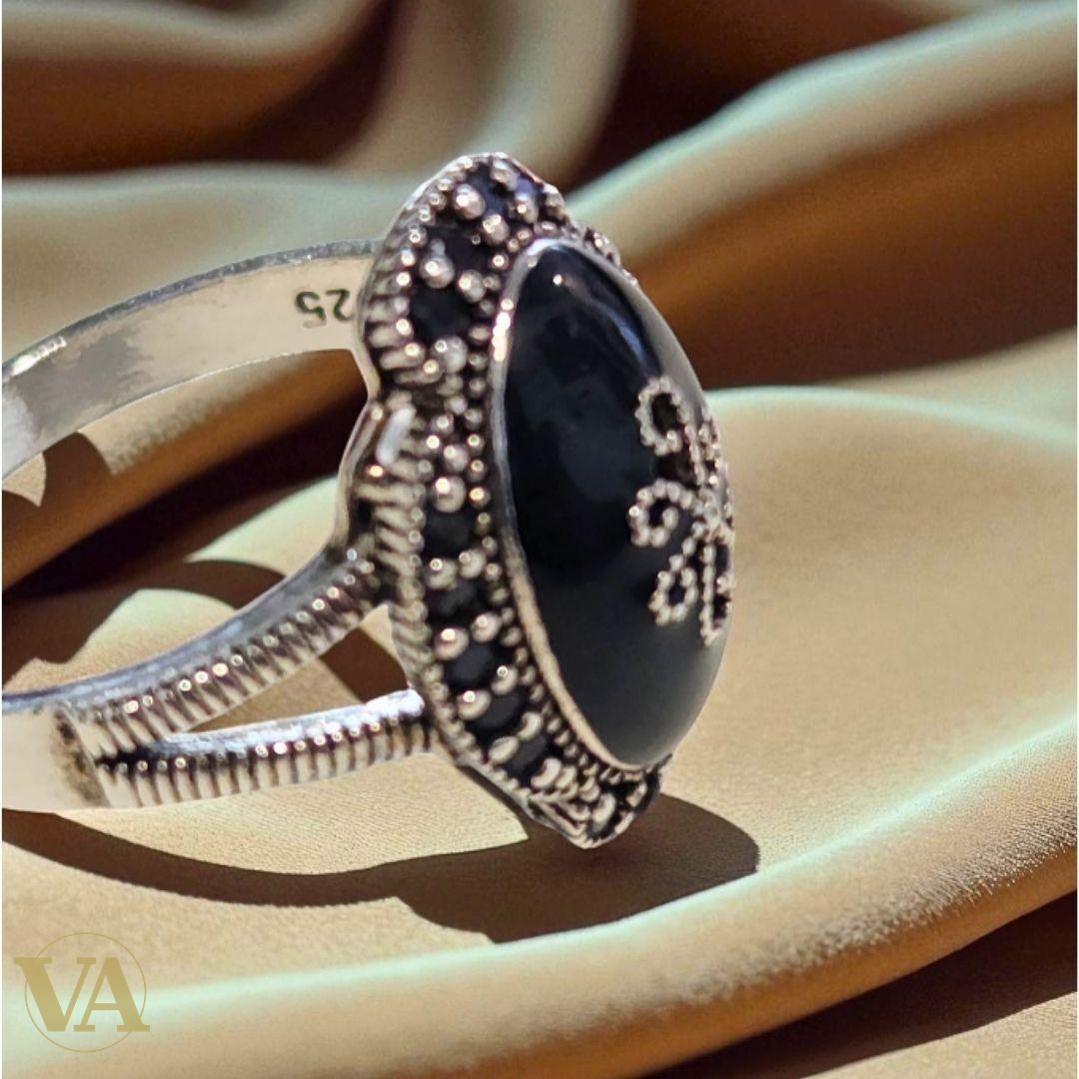 Bague Femme Argent 925 & Onyx noir ovale