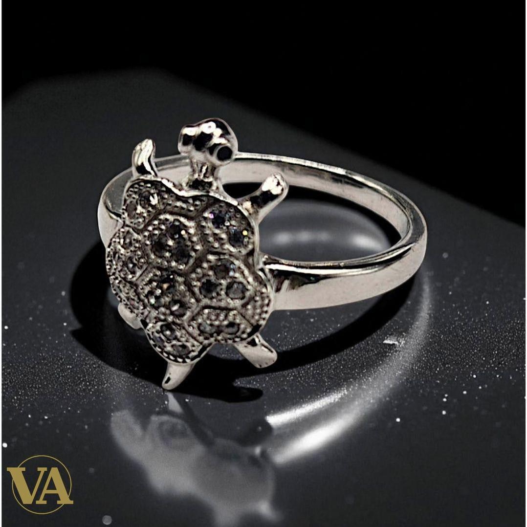 Bague femme argent 925 tortue sertie d’oxydes scintillants