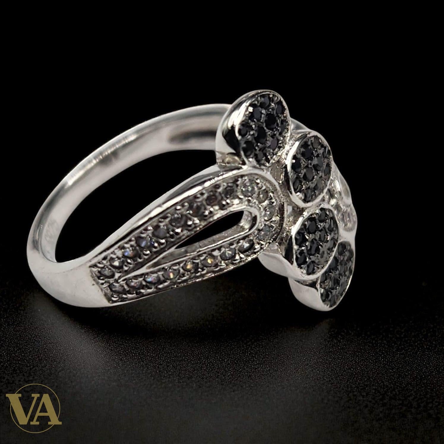 Bague argent 925 pavée noire – ajourée