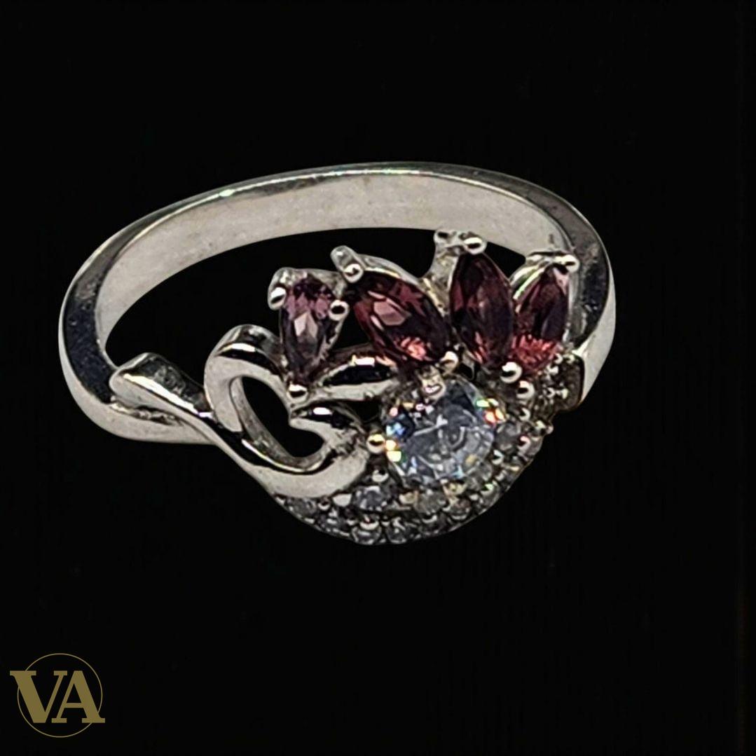 Bague Femme Argent 925 – Fleur Améthyste & Zircon