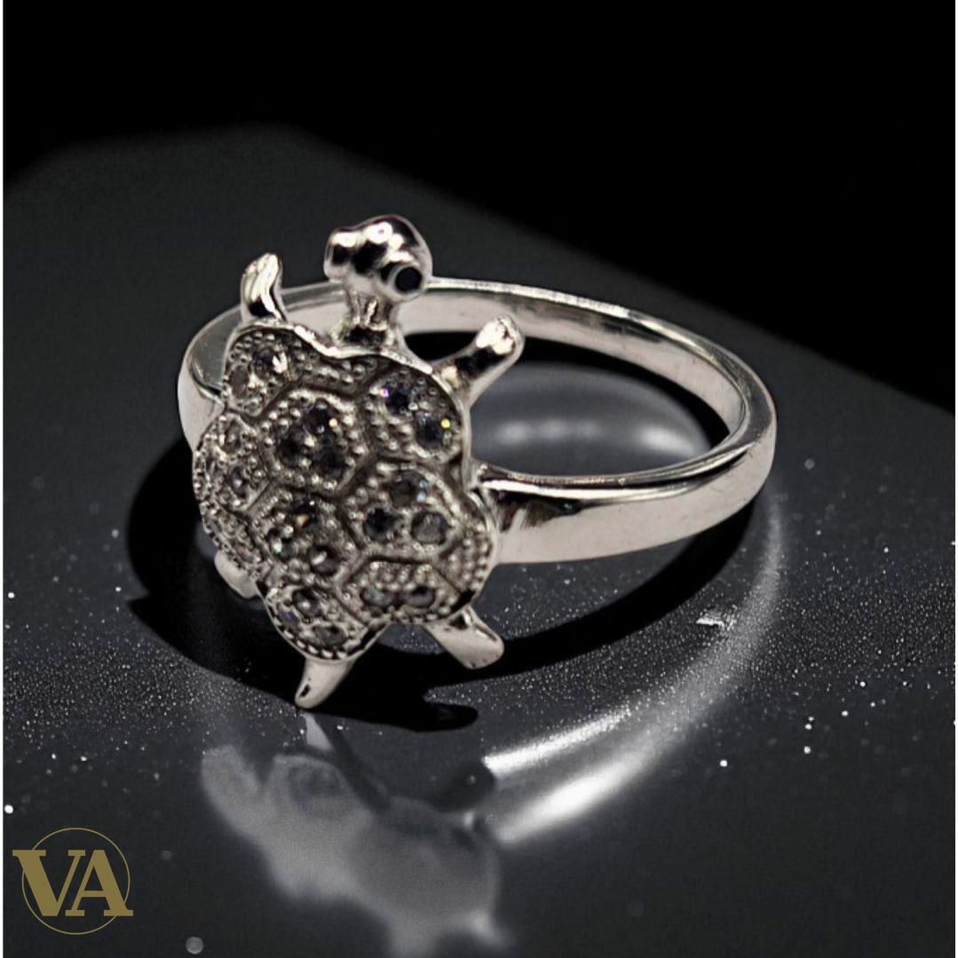 Bague femme argent 925 tortue sertie d’oxydes scintillants