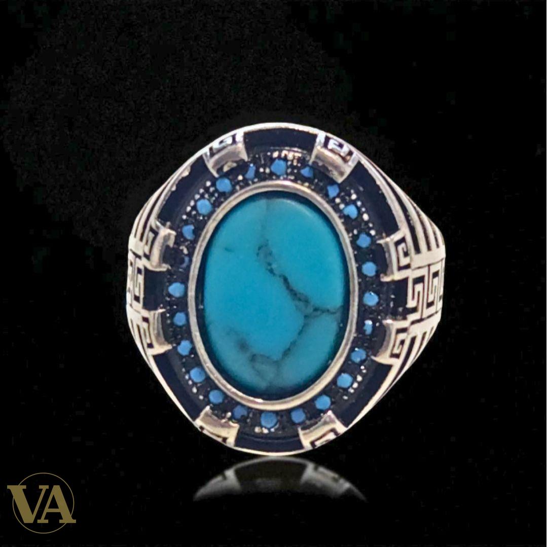 Bague Homme Argent 925 & Turquoise ovale