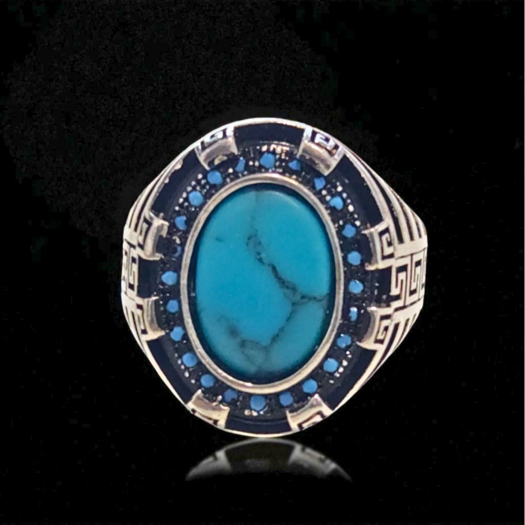 Bague Homme Argent 925 & Turquoise ovale