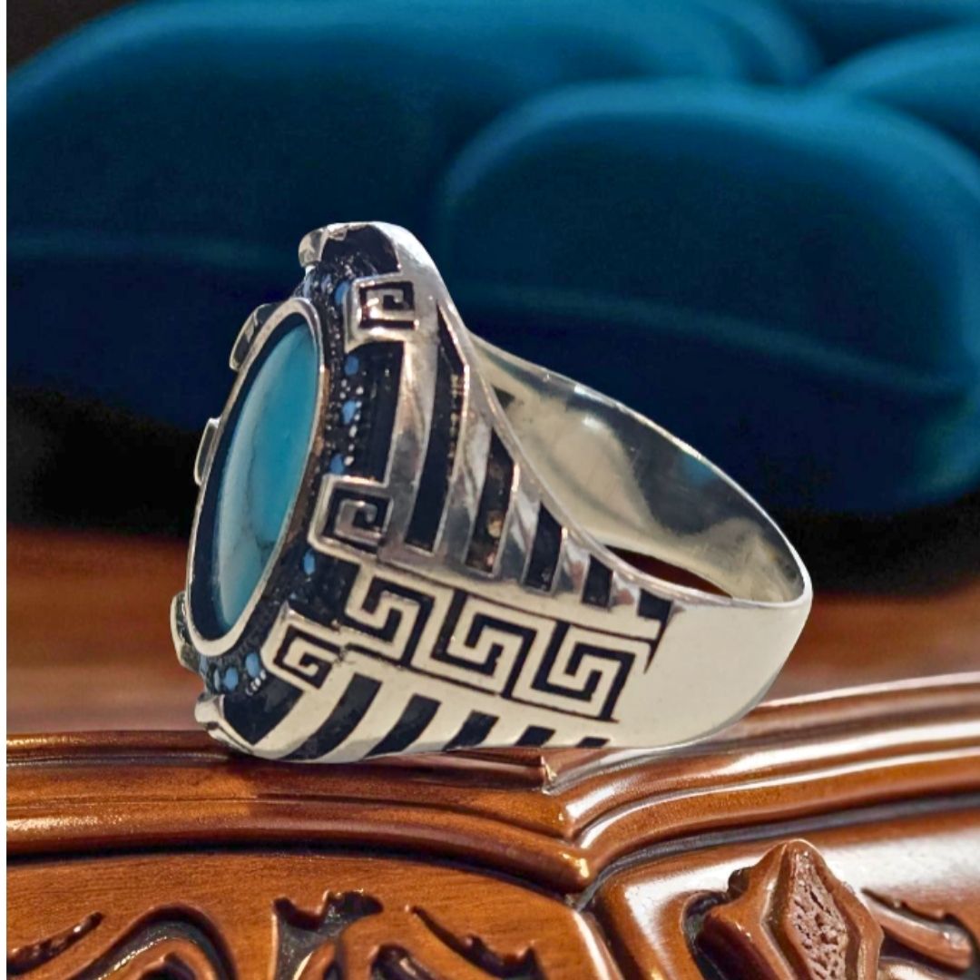 Bague Homme Argent 925 & Turquoise ovale