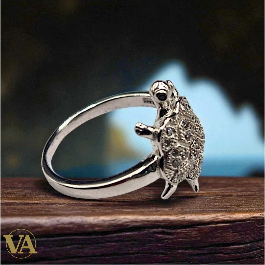 Bague femme argent 925 tortue sertie d’oxydes scintillants