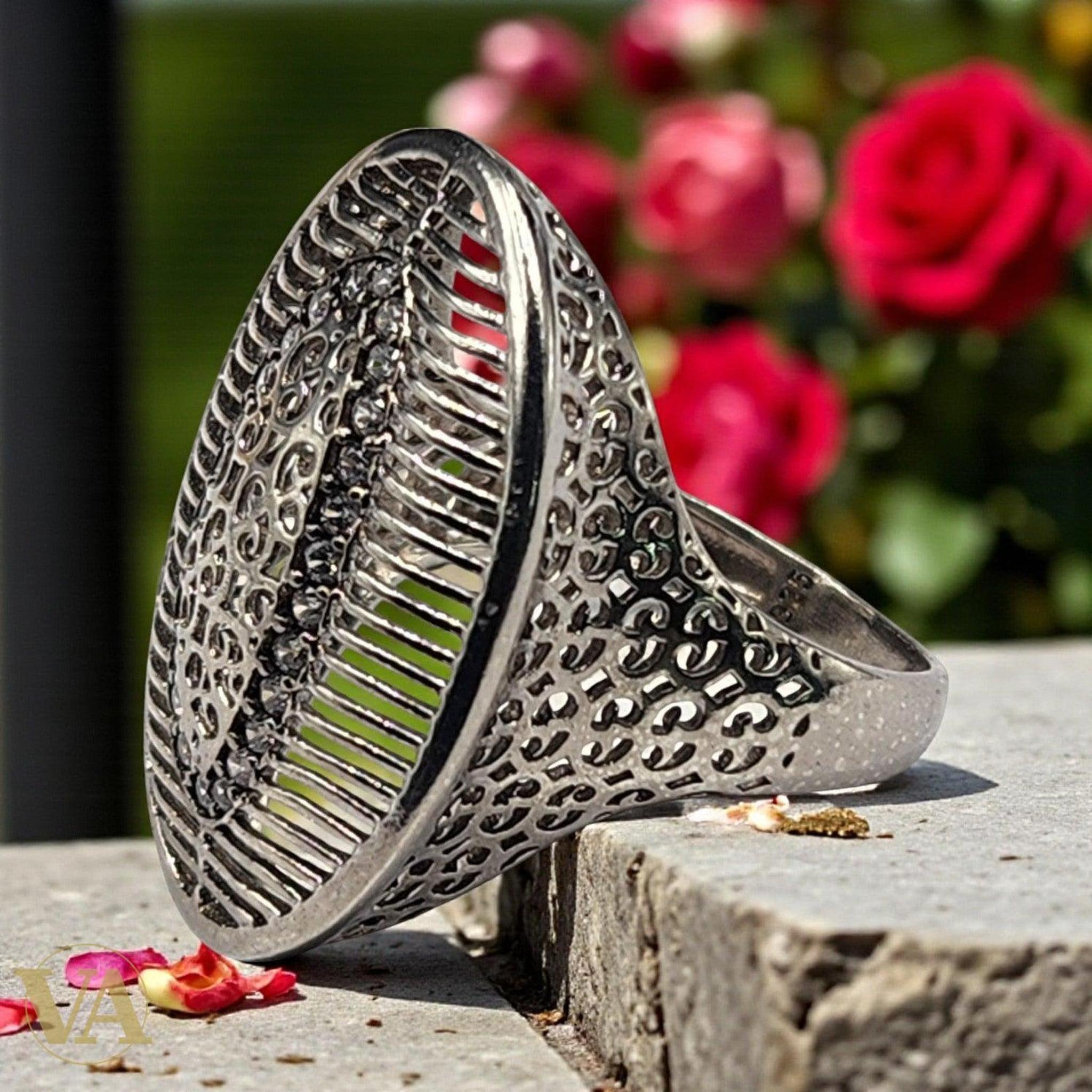 Bague Femme Ovale ajourée Argent 925 & Marcassites | Bijoux Vindicta