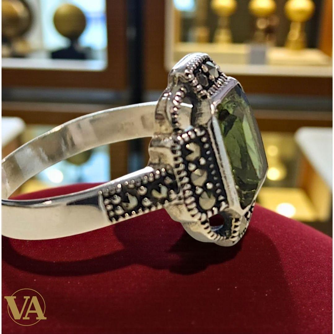 Bague femme argent 925 marcassites – Sultanite rectangulaire