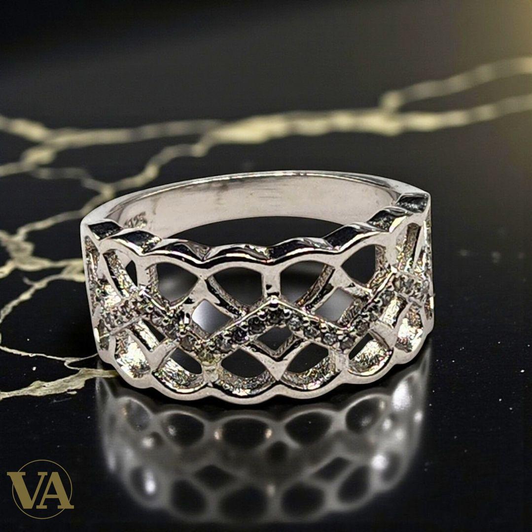 Bague femme Ajourée Argent 925 – Motif géométrique & Marcassites