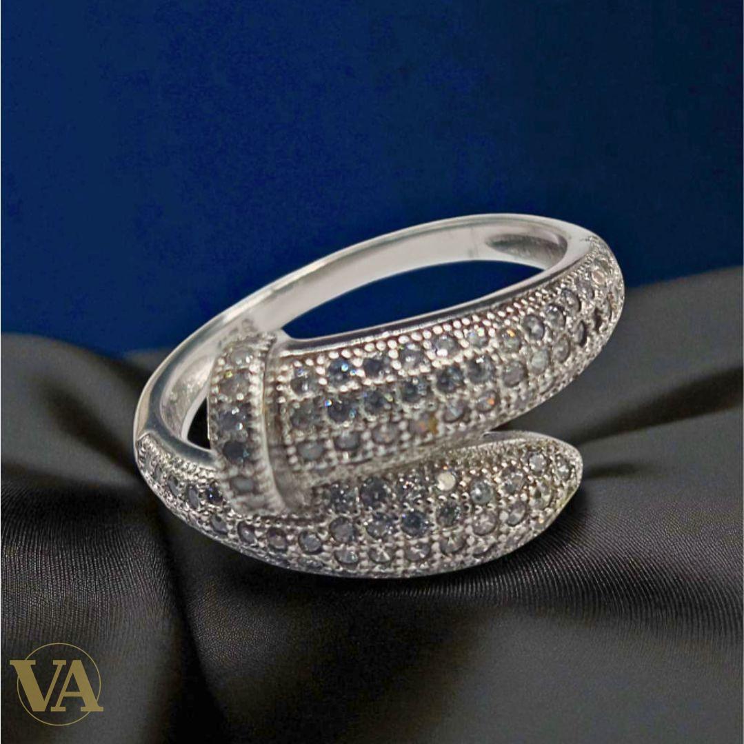 Bague Argent 925 Femme – Pavage d’Oxydes Blancs