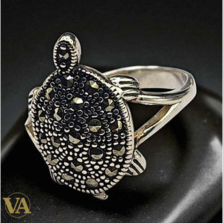 Bague argent 925 tortue femme – Marcassites scintillantes