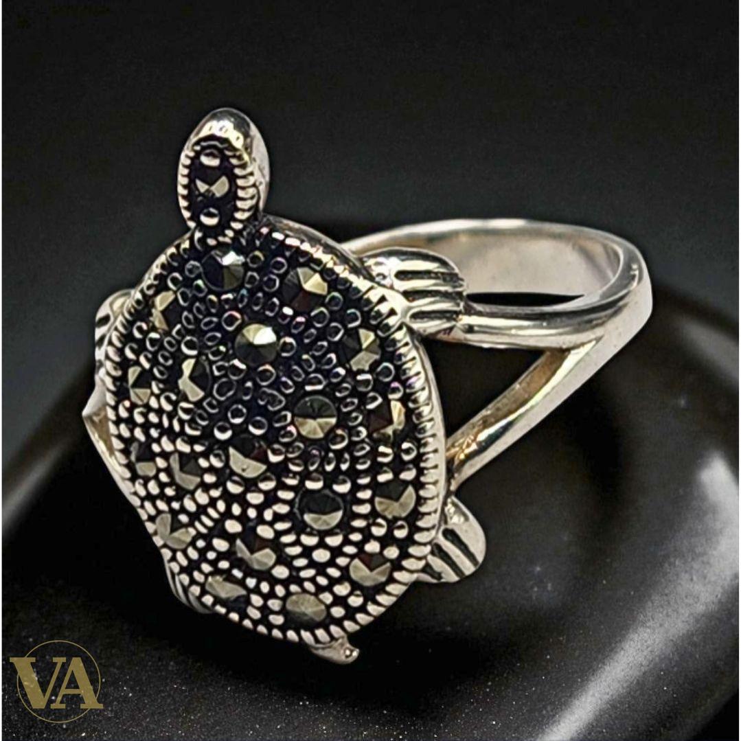 Bague argent 925 tortue femme – Marcassites scintillantes
