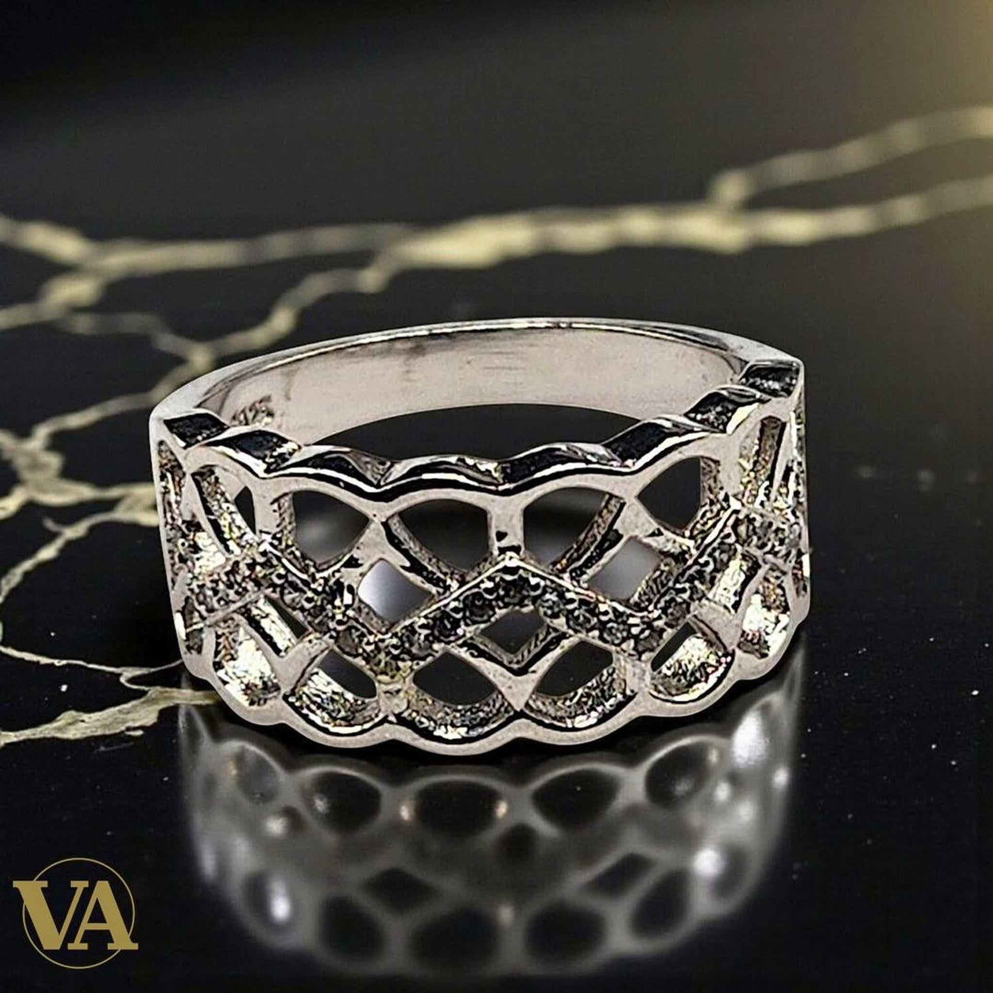 Bague femme Ajourée Argent 925 – Motif géométrique & Marcassites | Bijoux Vindicta