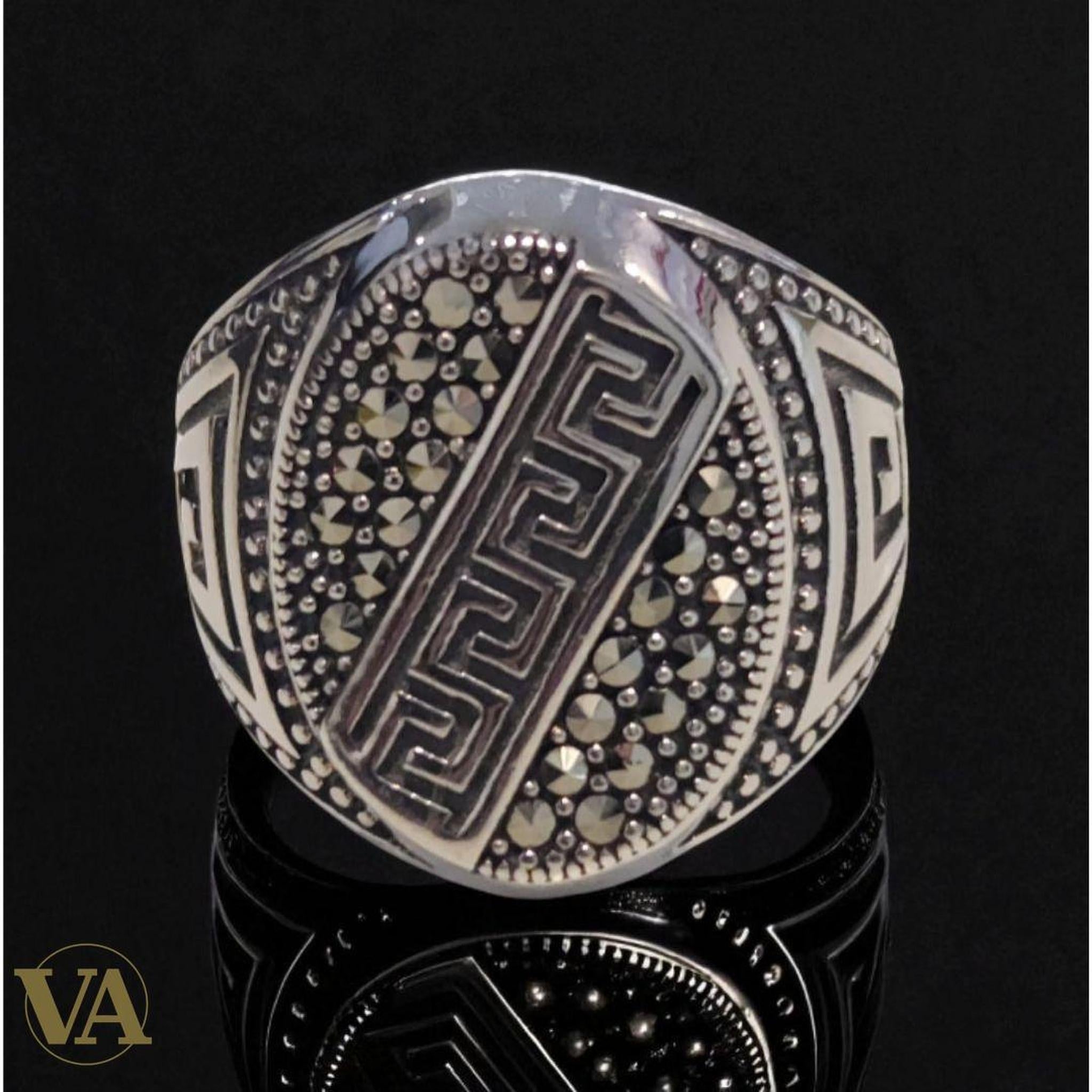 Bague Homme Argent 925 & Marcassite - Argent 925 - Vindicta