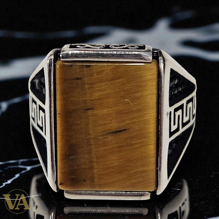 Bague Homme en Argent 925 avec Œil de Tigre