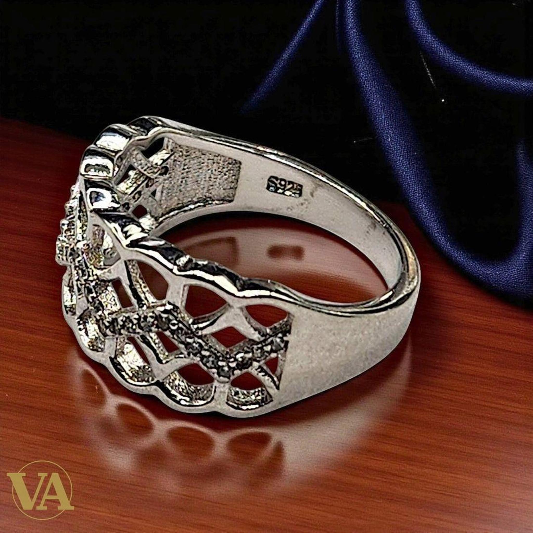Bague femme Ajourée Argent 925 – Motif géométrique & Marcassites | Bijoux Vindicta