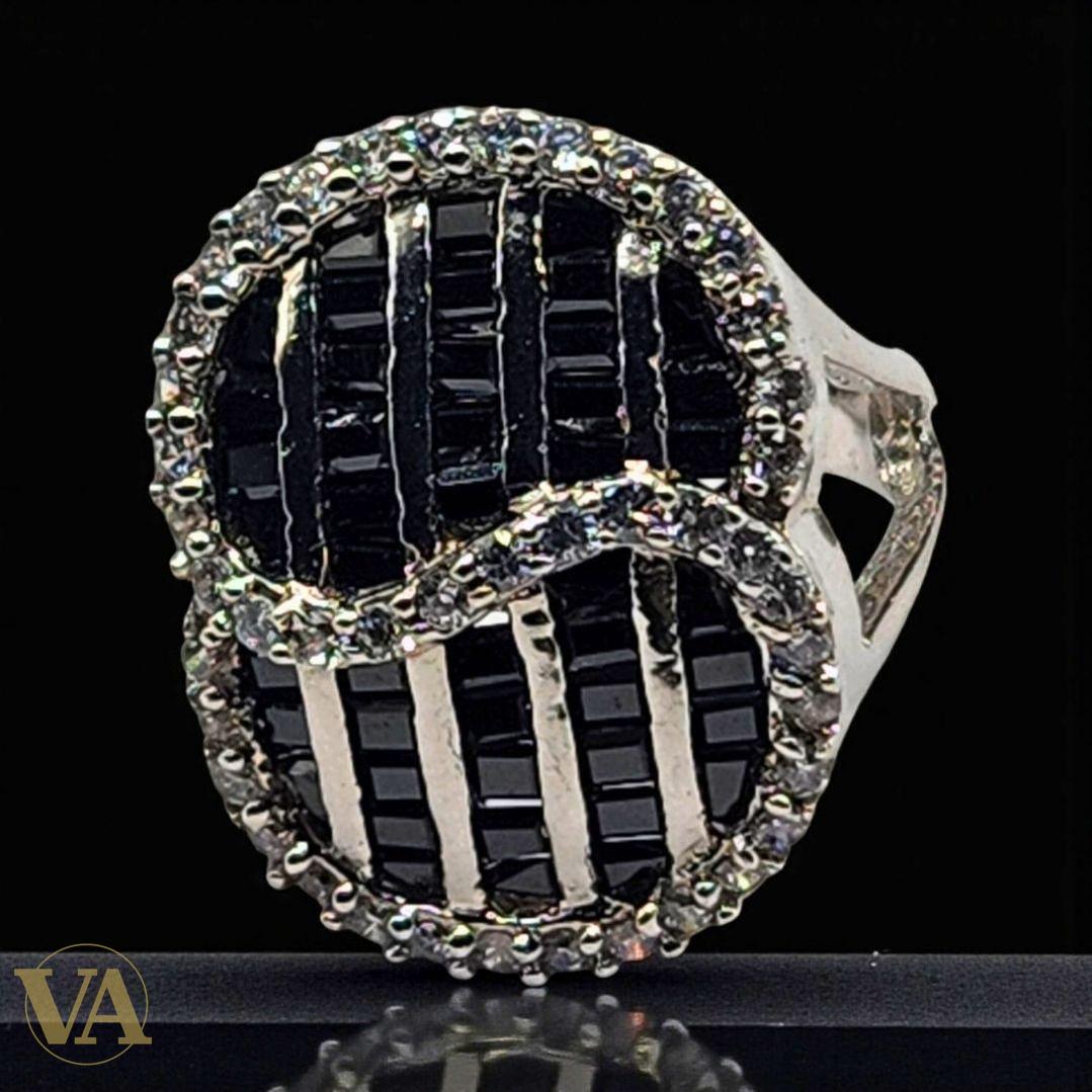 Bague Femme Argent 925 – Design Infini Onyx Noir & Zircons