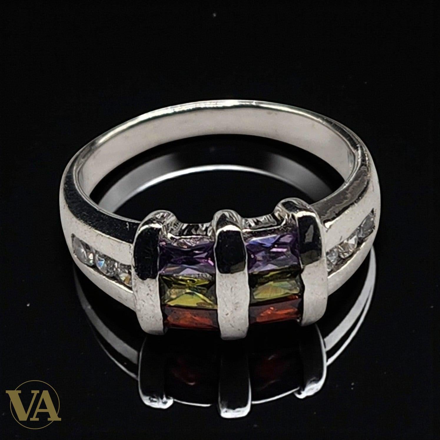 Bague femme Multicolore Argent 925 – Pierres facettées