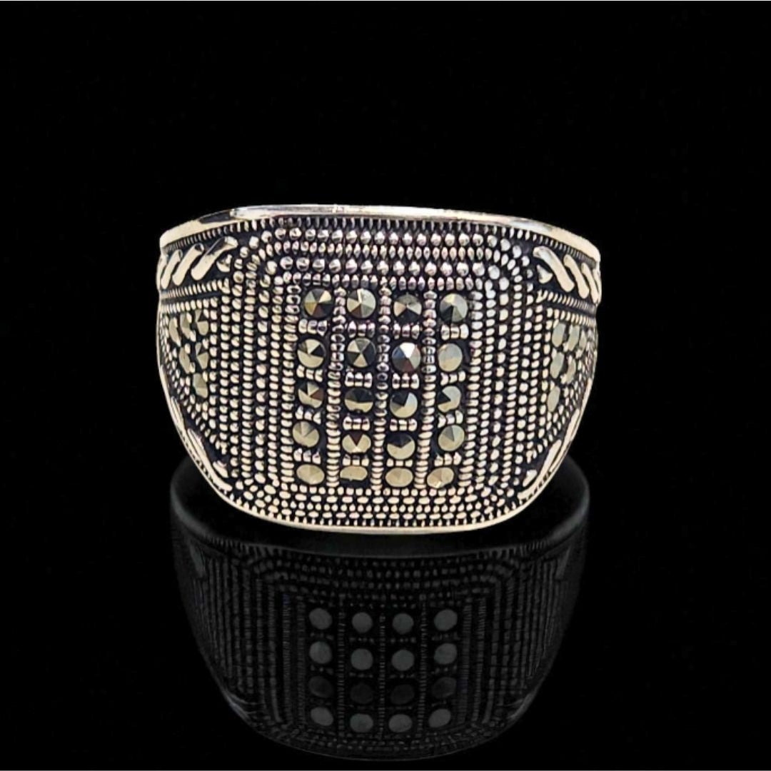 Bague Homme Argent 925 & Marcassite large