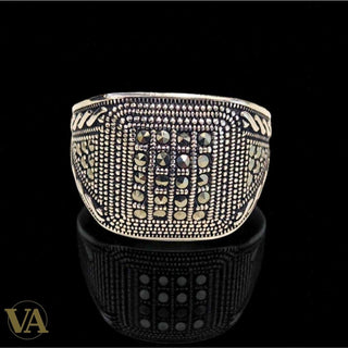 Bague Homme Argent 925 & Marcassite large