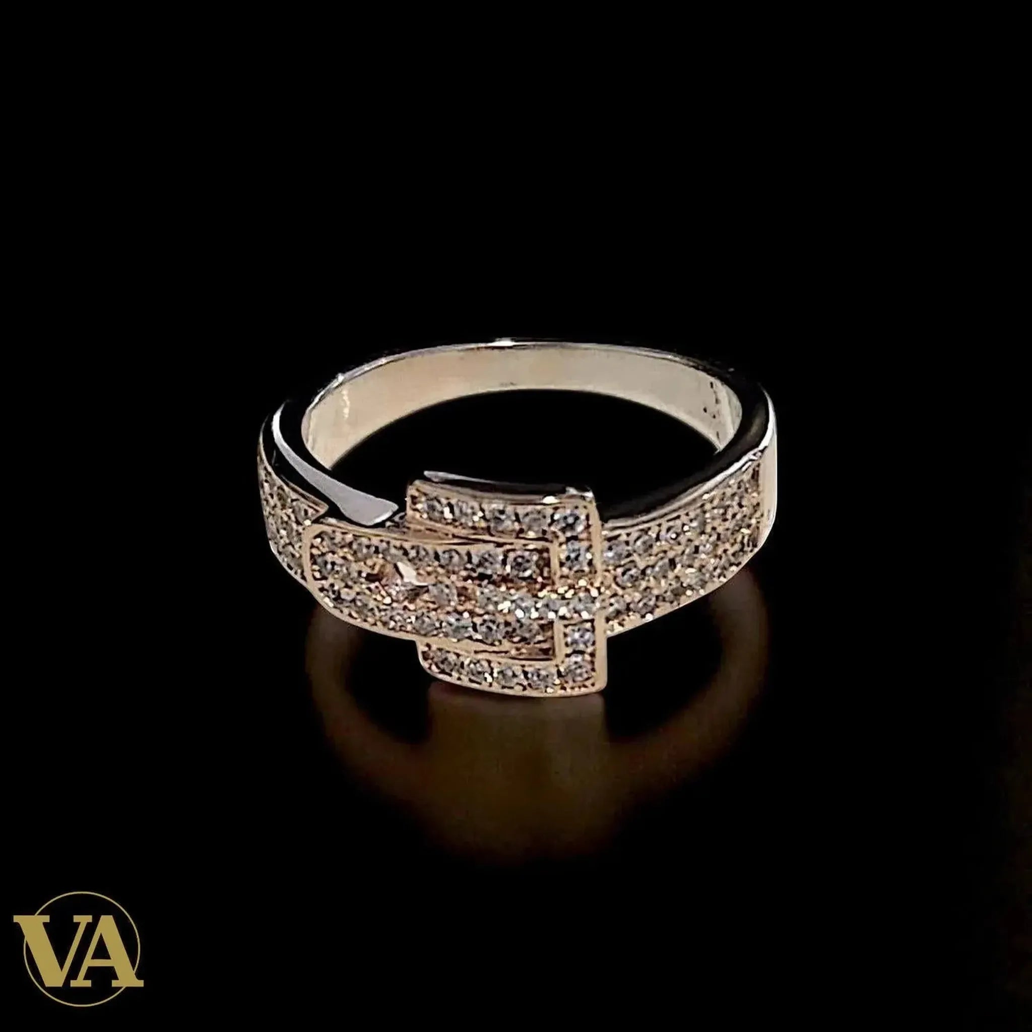 Bague Femme argent 925 rosée – motif boucle pavée | Bijoux Vindicta