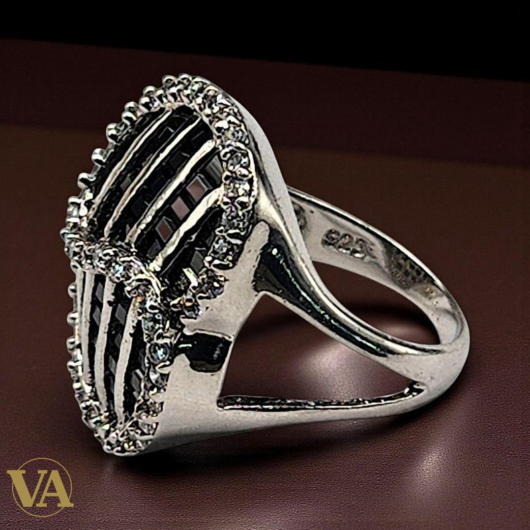 Bague Femme Argent 925 – Design Infini Onyx Noir & Zircons | Bijoux Vindicta