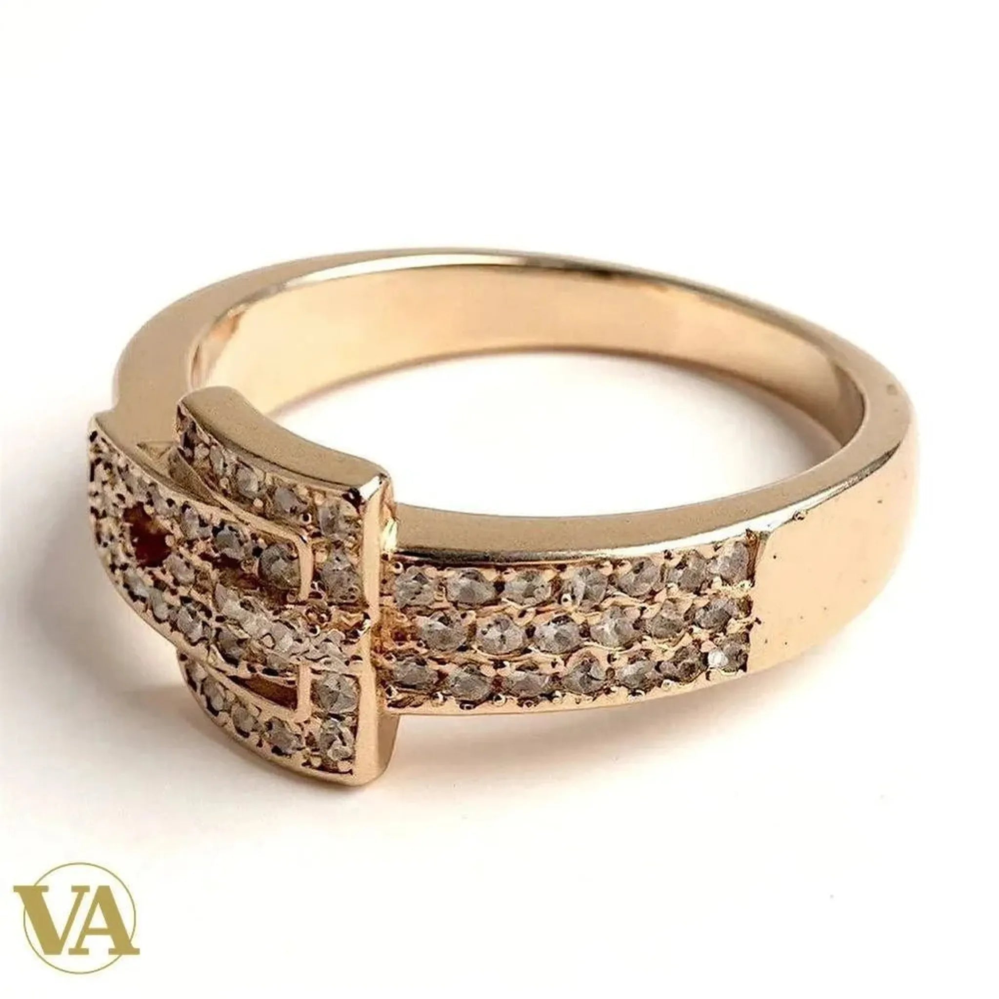 Bague Femme argent 925 rosée – motif boucle pavée | Bijoux Vindicta