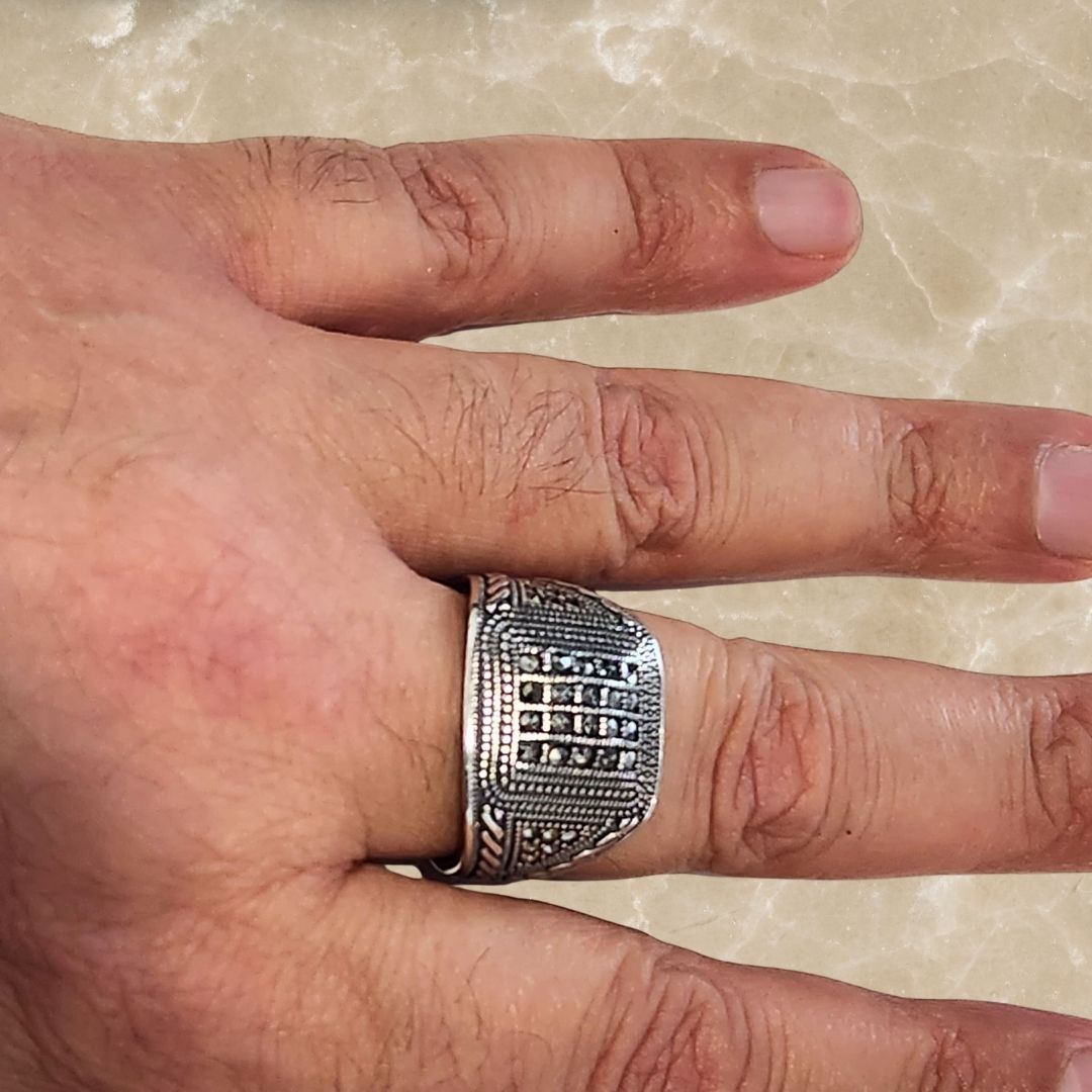 Bague Homme Argent 925 & Marcassite large