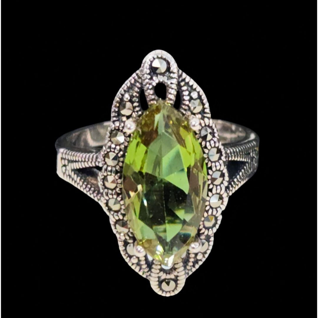 Bague Femme Argent 925 Sultanite & Marcassite