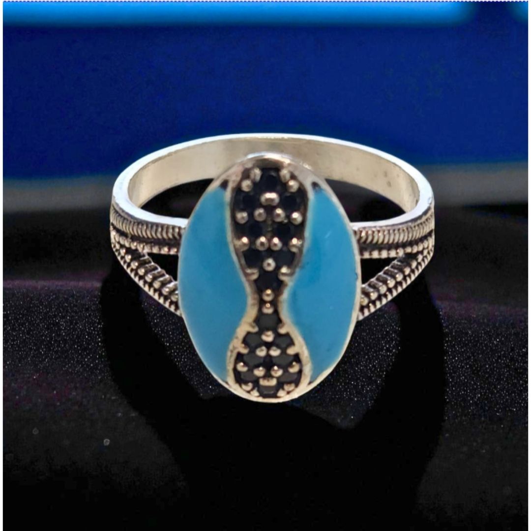 Bague Argent 925 Turquoise & Marcassites