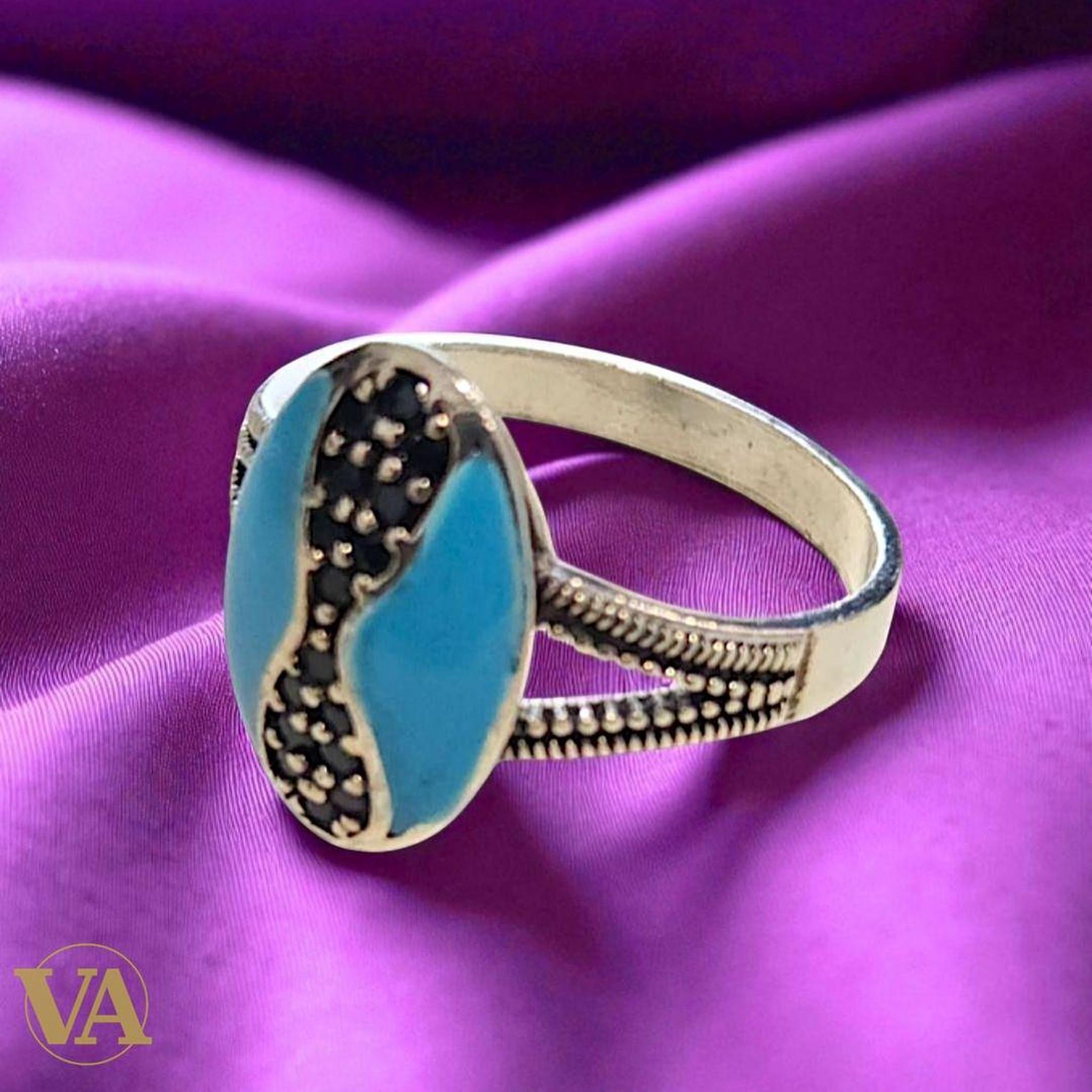 Bague Femme Argent 925 Turquoise & Marcassites - Argent 925 - Vindicta