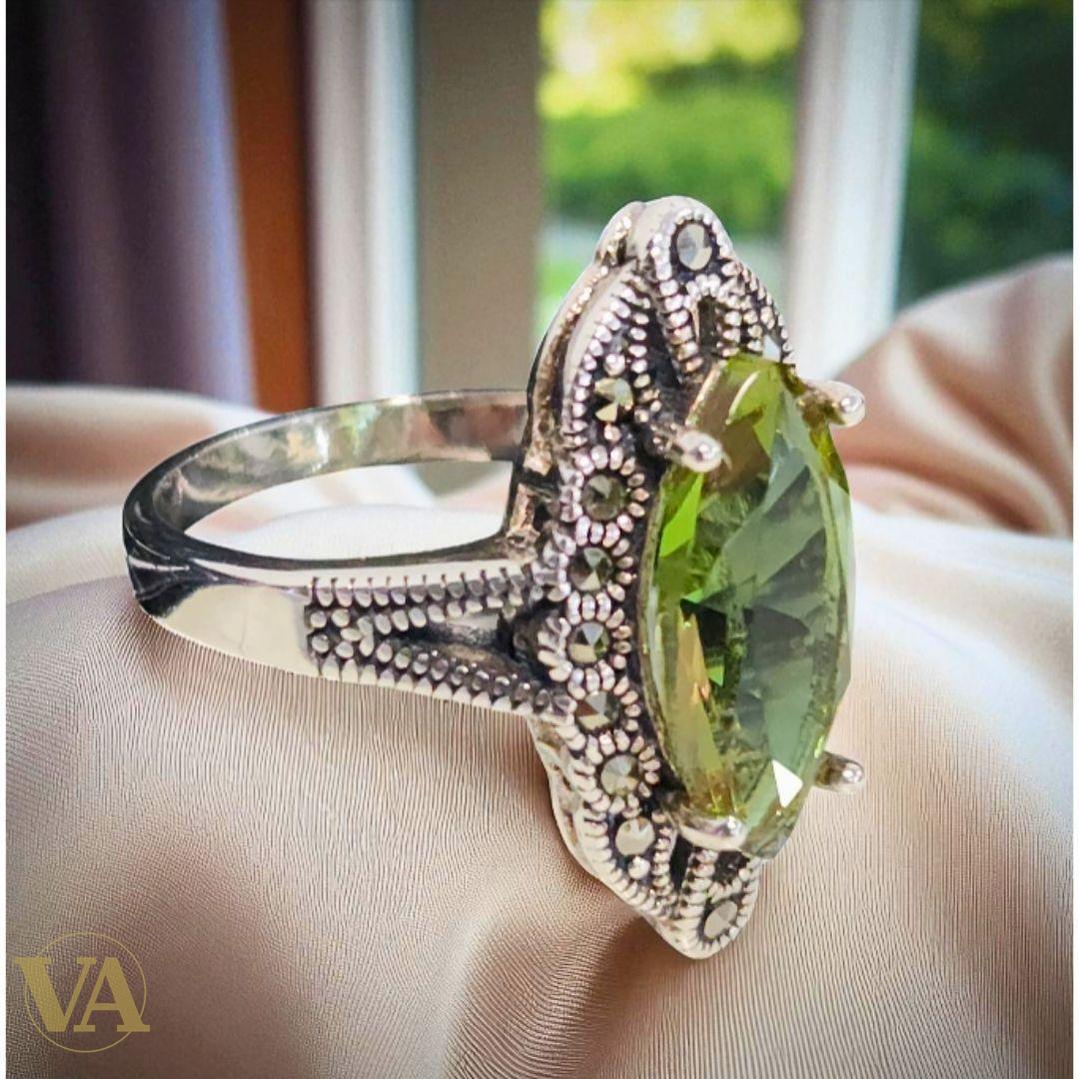 Bague Femme Argent 925 Sultanite & Marcassite