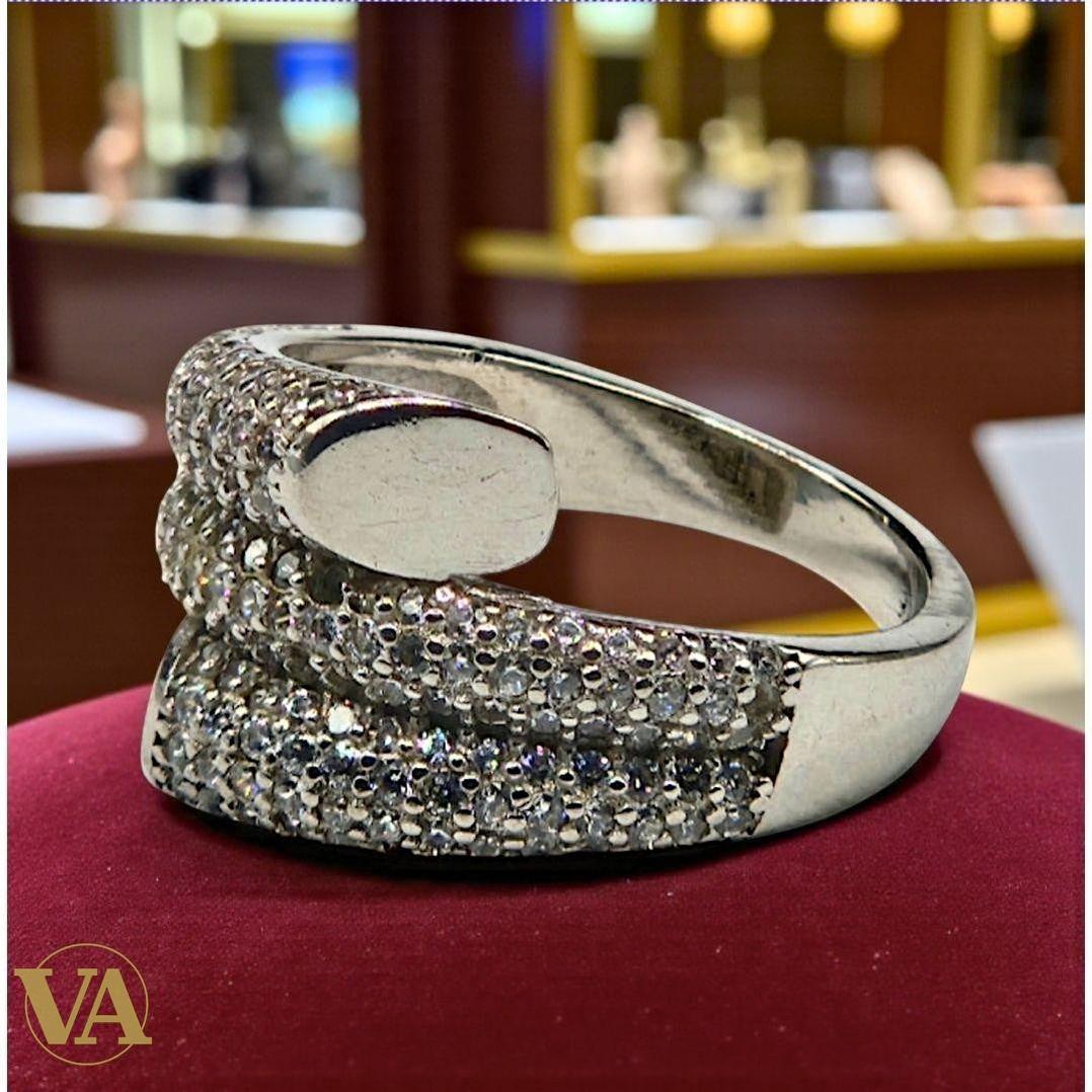 Bague femme argent 925 – Design croisé serti de zirconiums – Élégance moderne | Bijoux Vindicta