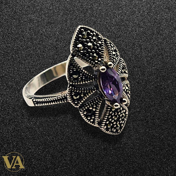 Bague argent 925 améthyste et marcassites