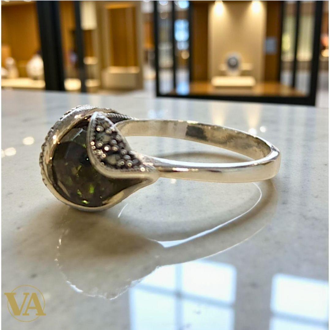 Bague femme argent 925 marcassites – Sultanite cabochon enveloppée