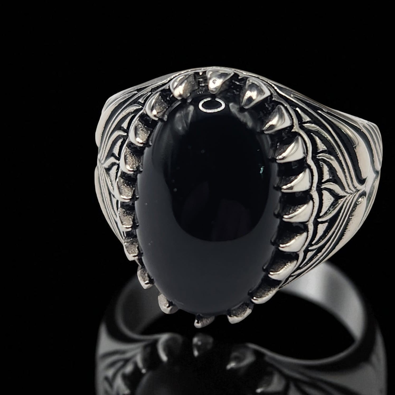 Bague Homme Argent 925 – Pierre Onyx Noire Ovale