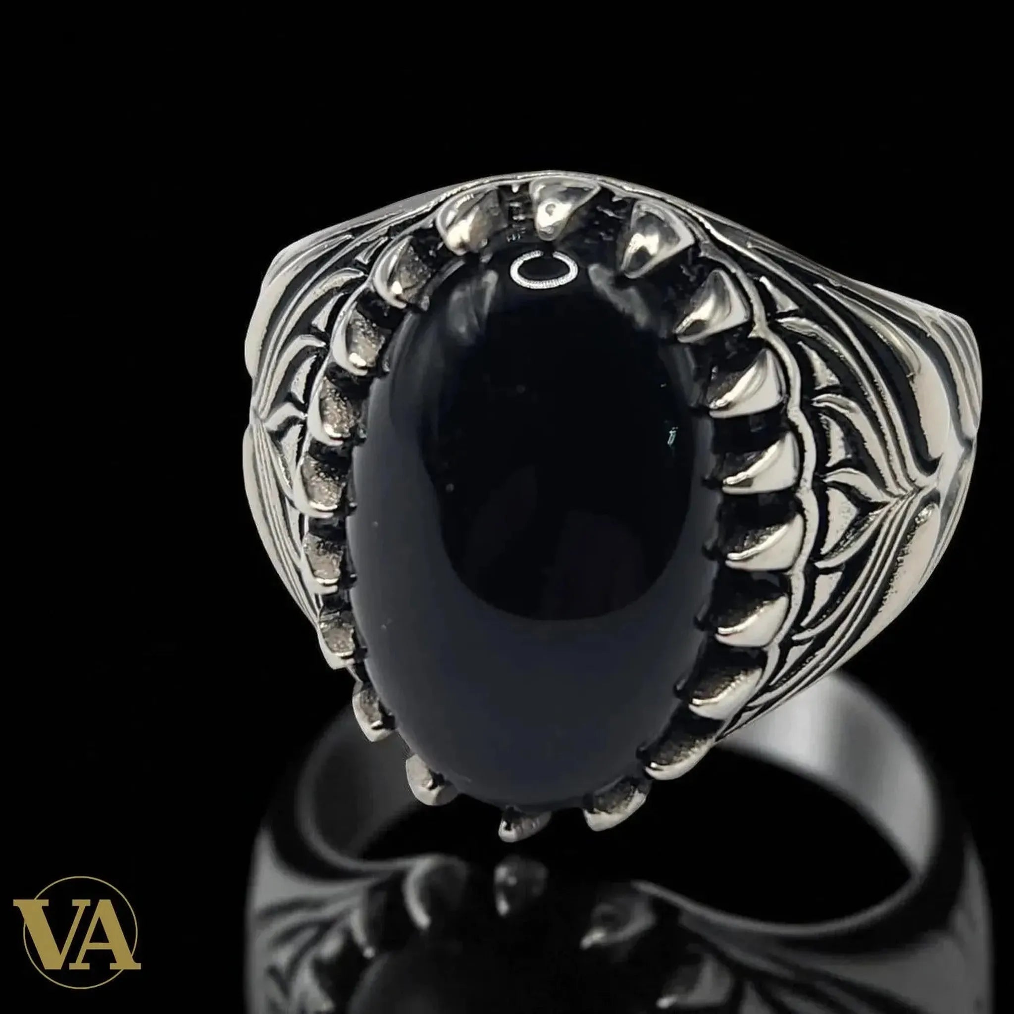Bague Homme Argent 925 – Pierre Onyx Noire Ovale | Bijoux Vindicta