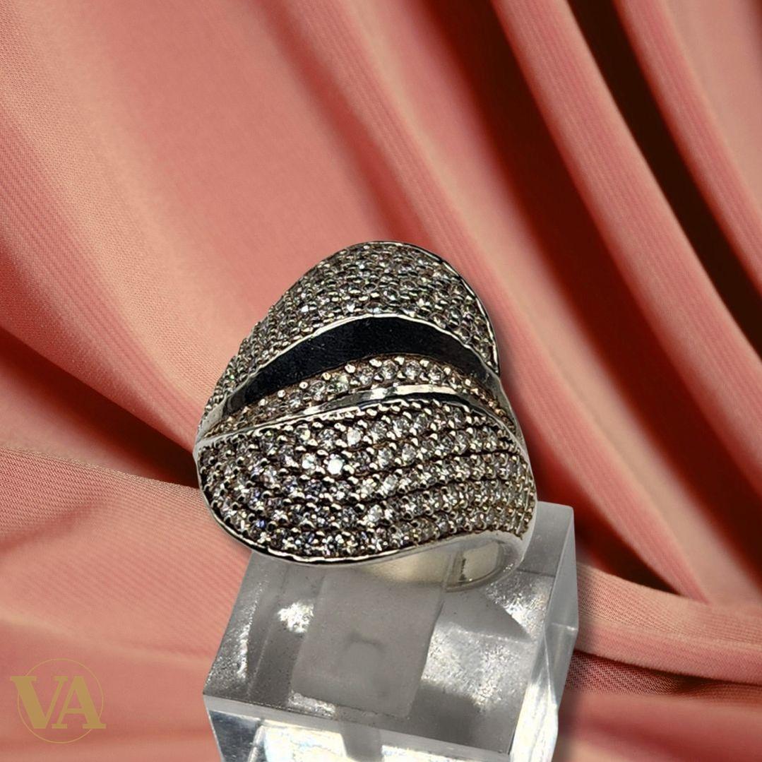 Bague argent 925 T59 pavée zirconiums – 6,3 g