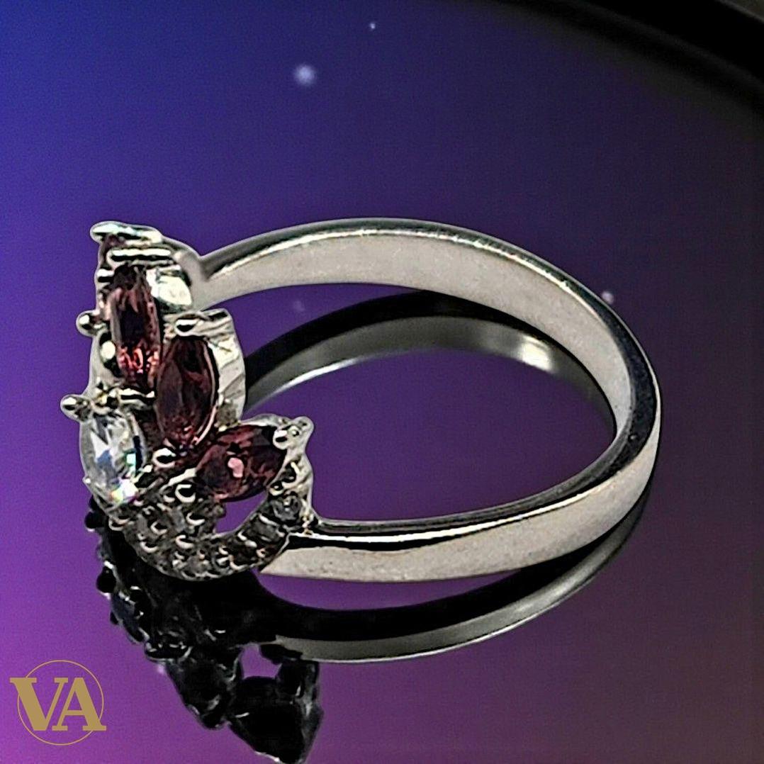 Bague Femme Argent 925 – Fleur Améthyste & Zircon