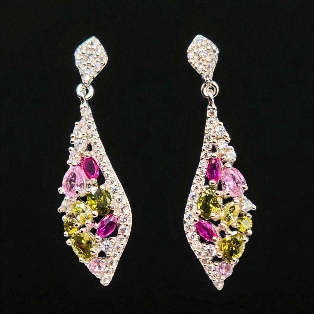 Boucles d’oreilles pendantes en Argent 925 multicolores