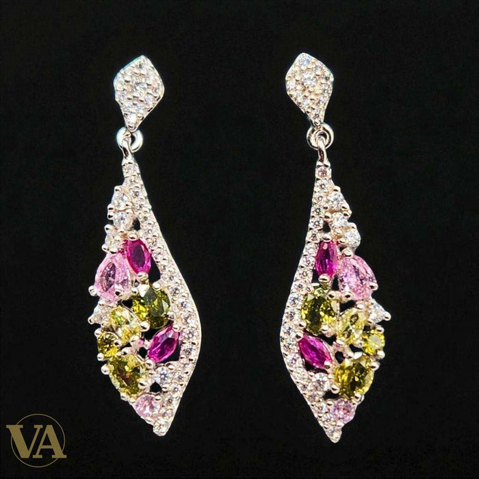 Boucles d’oreilles pendantes en Argent 925 multicolores