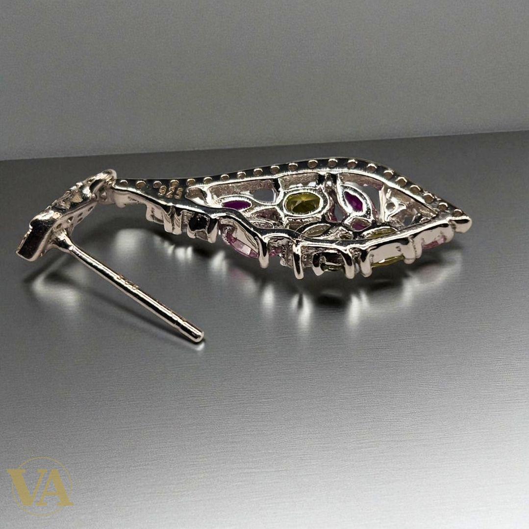 Boucles d’oreilles pendantes en Argent 925 multicolores