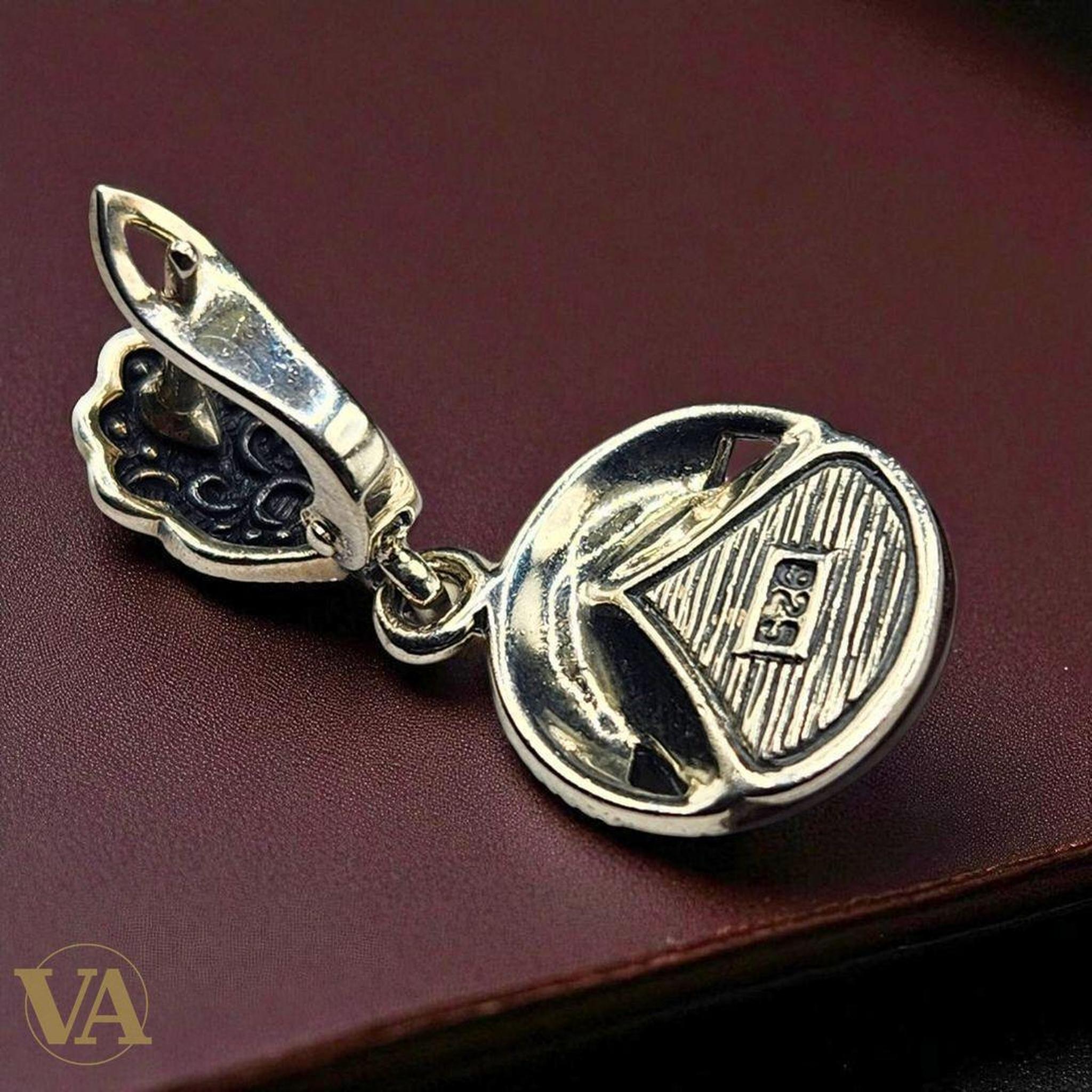 Boucles d’oreilles en argent 925, marcassite & cornaline | Bijoux Vindicta