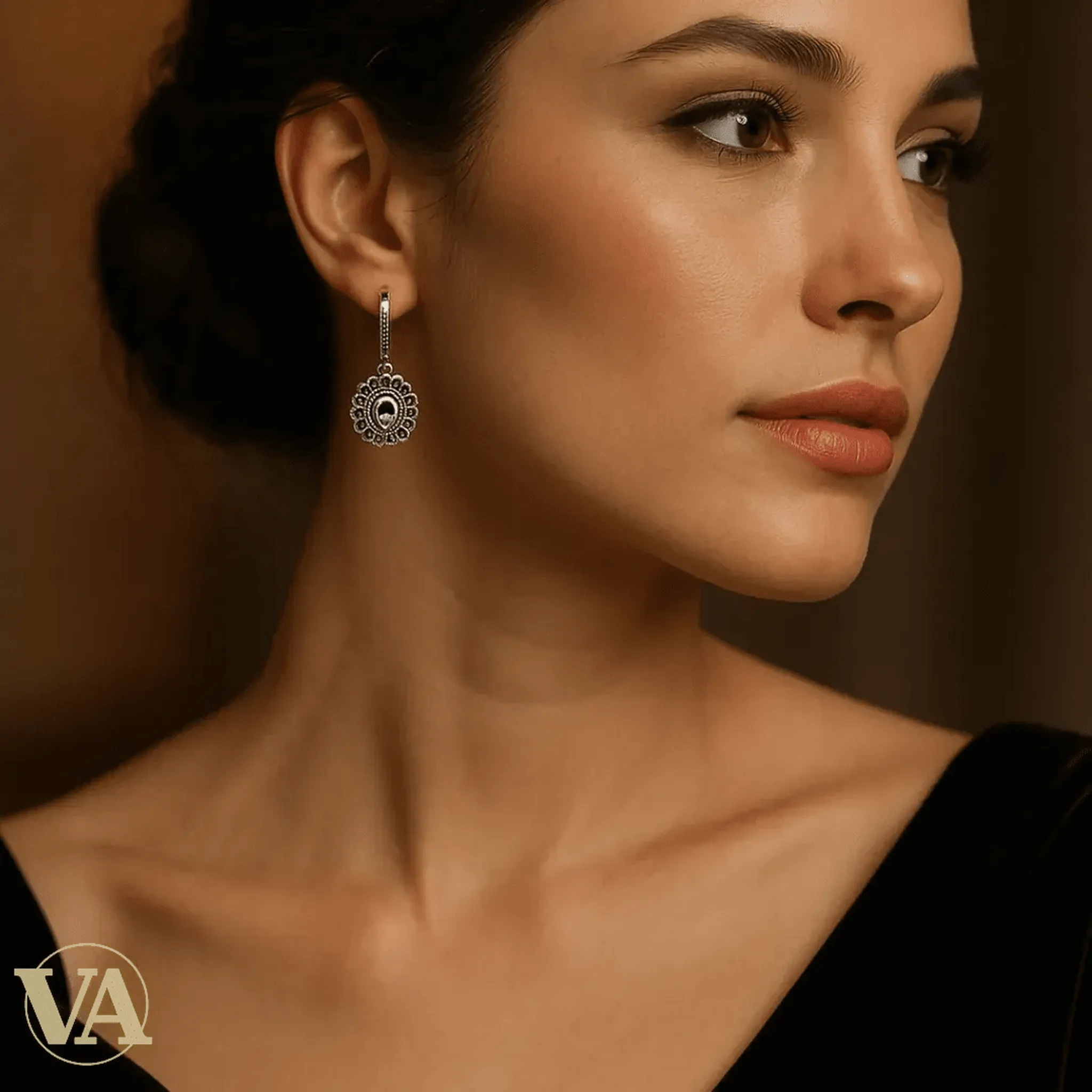 Boucles d’oreilles Femme en argent 925 avec marcasite & pierre bleue | Bijoux Vindicta