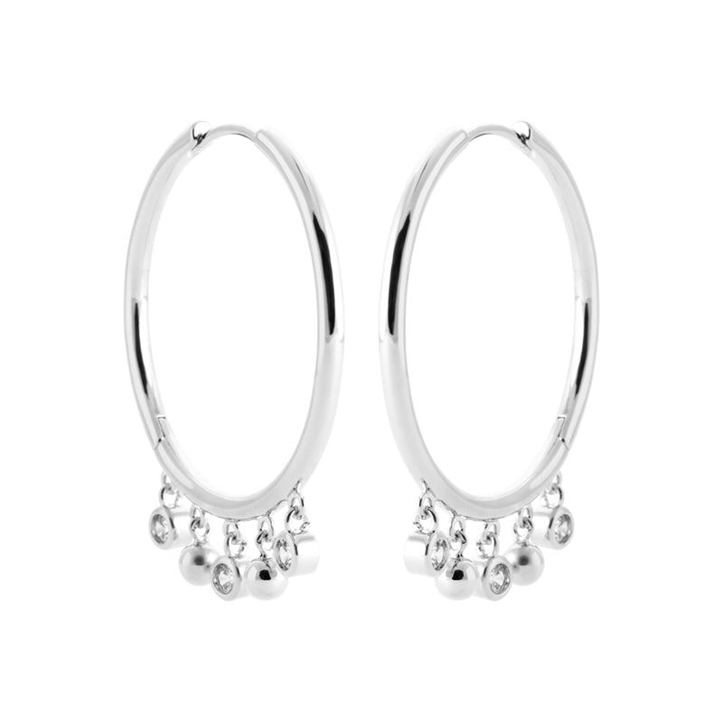 Créoles Femme Argent 925 Rhodié – Pampilles et oxydes de zirconium — vue détaillée du modèle