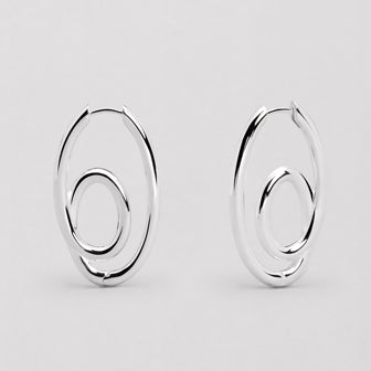 Créoles Femme Argent 925 Rhodié – Doubles ovales Gardner — vue détaillée du modèle