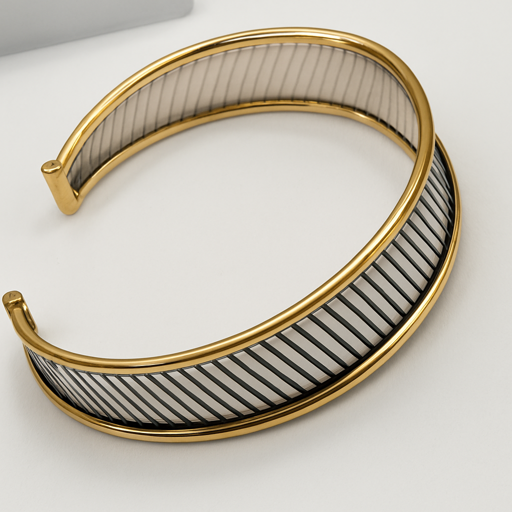Bracelet Jonc Élégance Bicolore – Argent 925 & Plaqué Or