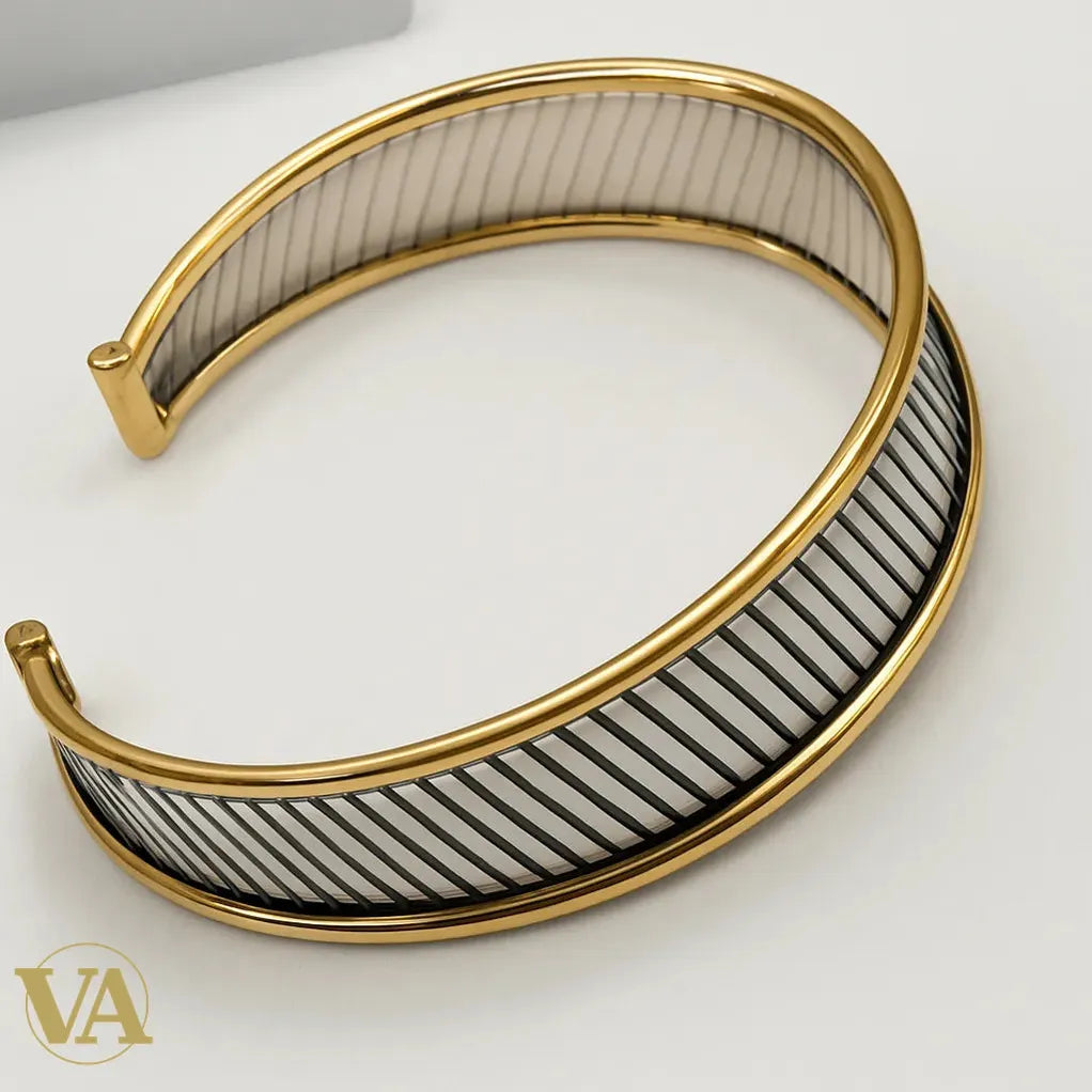 Bracelet Femme Jonc Élégance Bicolore – Argent 925 & Plaqué Or | Bijoux Vindicta