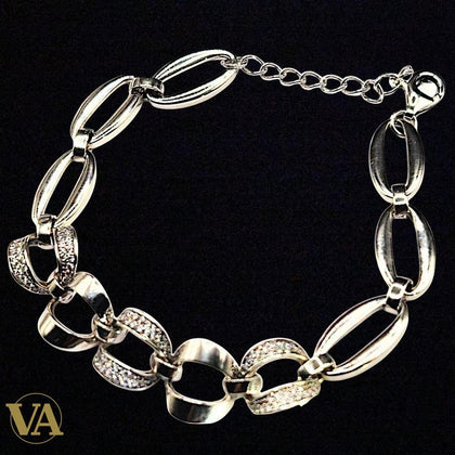 Bracelet Femme maillons argent 925 pavés zircons