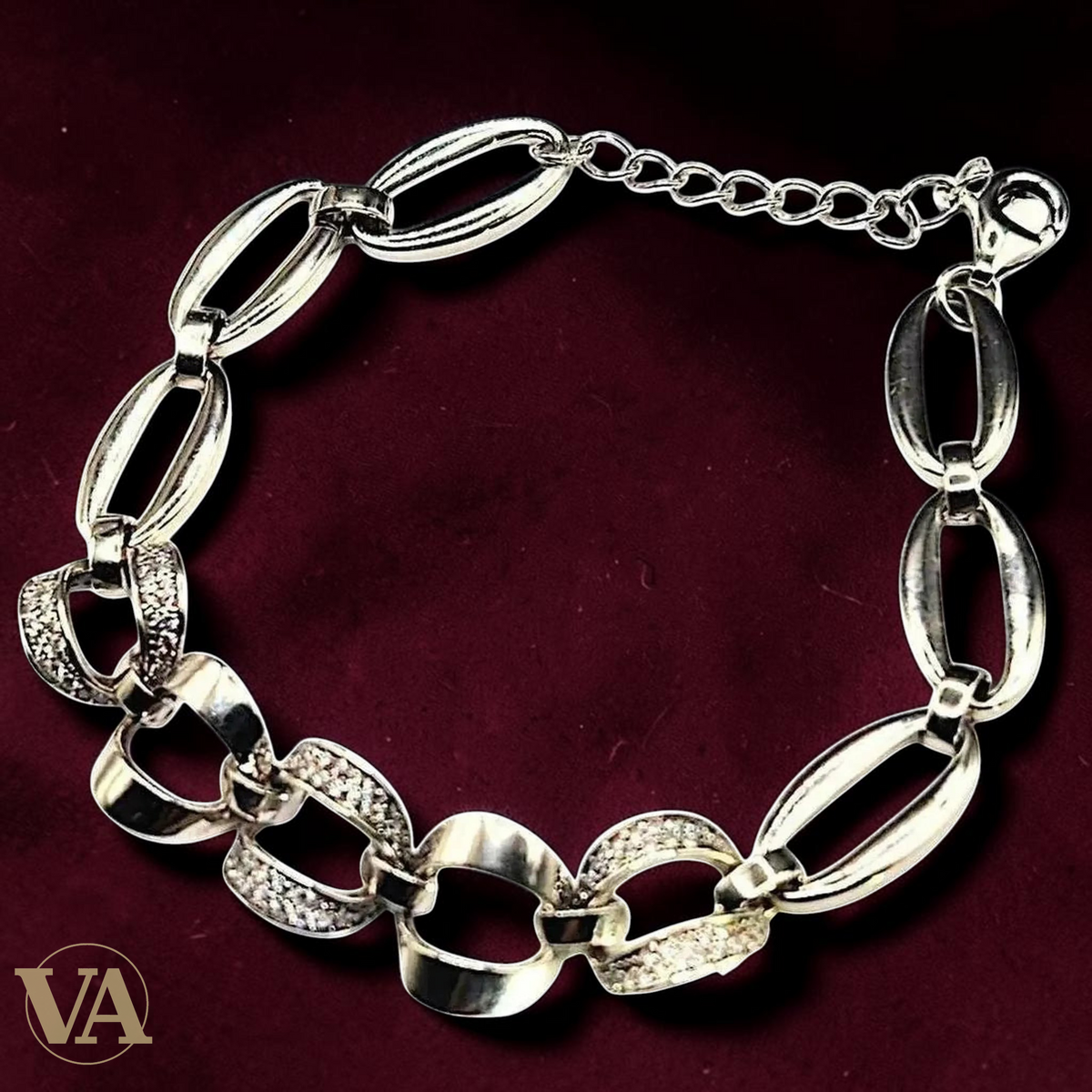 Bracelet Femme maillons argent 925 pavés zircons