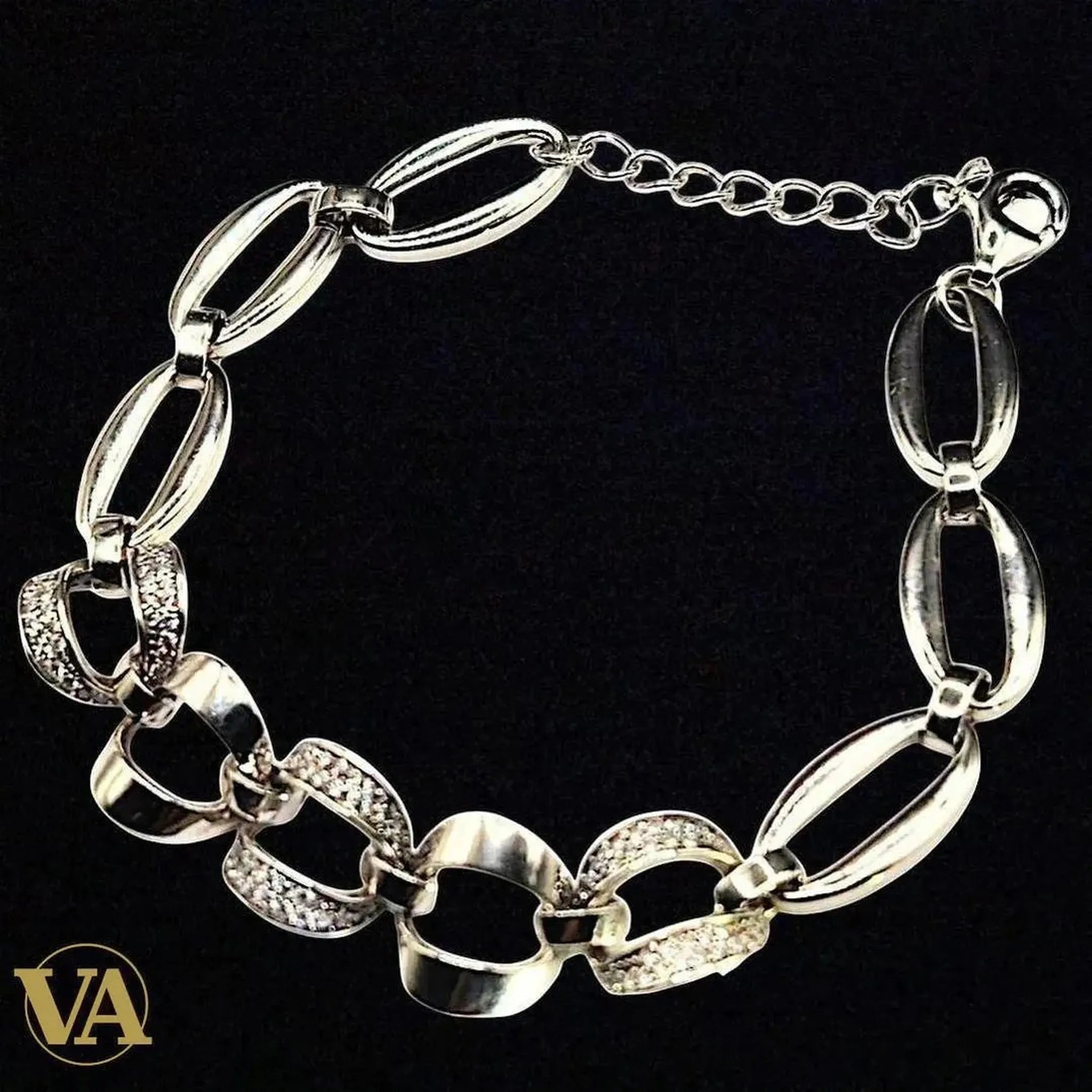 Bracelet Femme maillons argent 925 pavés zircons | Bijoux Vindicta